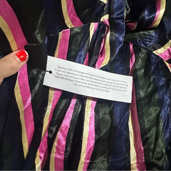 Topshop Stripe Knot Front Long Sleeve Minidress in Black Size 12 - NWT - Picture 8 of 9